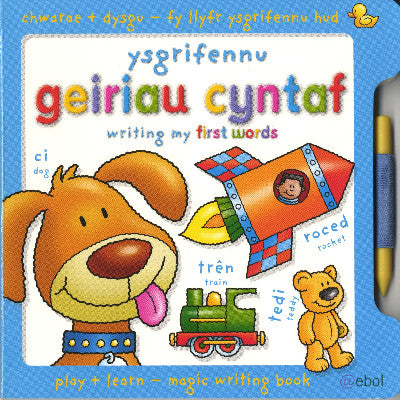 Clawr llyfr / Book cover: Fy Llyfr Ysgrifennu Hud/My Magic Writing Book: Ysgrifennu Geiriau Cyntaf/Writing My First Words — Chwarae a Dysgu - Play and Learn