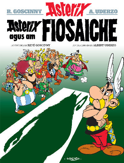 Clawr llyfr / Book cover: Asterix Agus am Fiosaiche (Asterix in Gaelic)