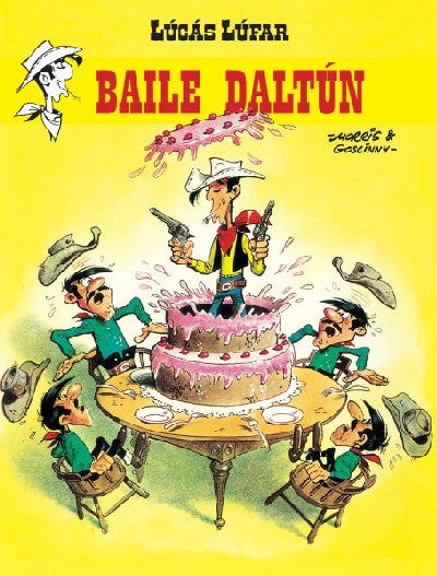 Clawr llyfr / Book cover: Lúcás Lúfar: Baile Daltún (Lucky Luke in Irish)