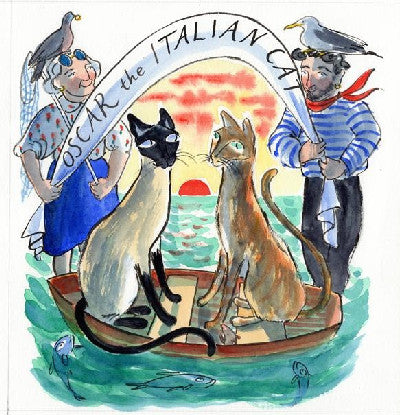 Clawr llyfr / Book cover: Oscar the Italian Cat