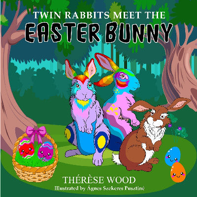 Clawr llyfr / Book cover: Twin Rabbits Meet the Easter Bunny