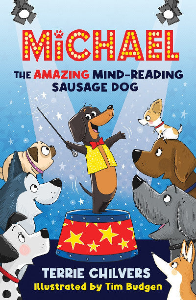 Clawr llyfr / Book cover: Michael the Amazing Mind-Reading Sausage Dog