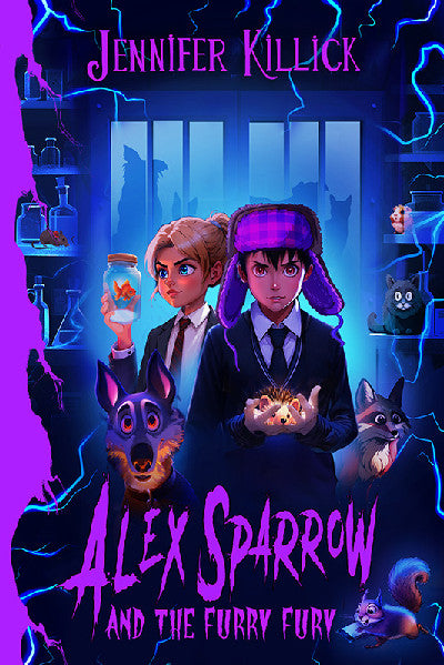 Clawr llyfr / Book cover: Alex Sparrow and the Furry Fury