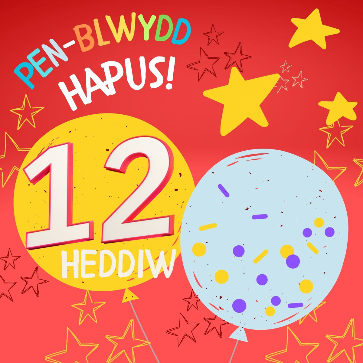 Penblwydd Hapus 12 | Cardiau.Cymru - Siop Y Pentan