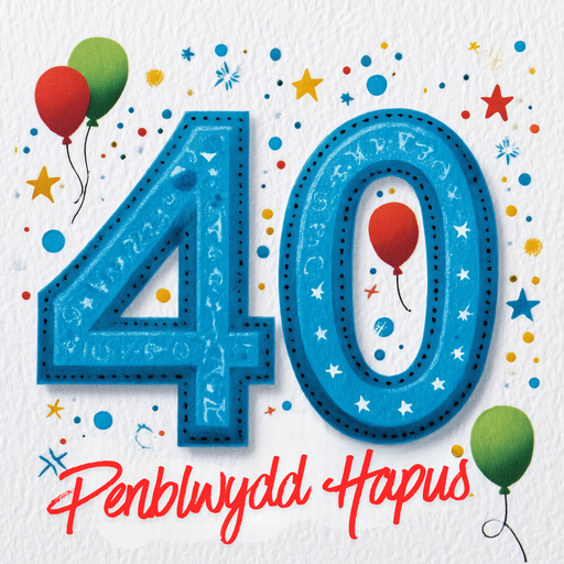 Penblwydd Hapus 40 | Cardiau.Cymru - Siop Y Pentan