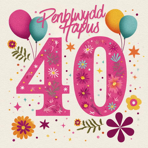 Penblwydd Hapus 40 | Cardiau.Cymru - Siop Y Pentan