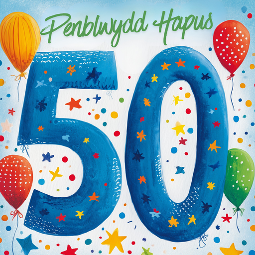 Penblwydd Hapus 50 | Cardiau.Cymru - Siop Y Pentan