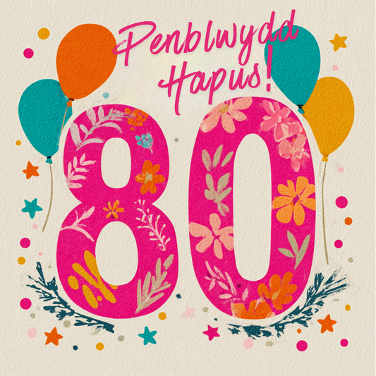Penblwydd Hapus 80 | Cardiau.Cymru - Siop Y Pentan