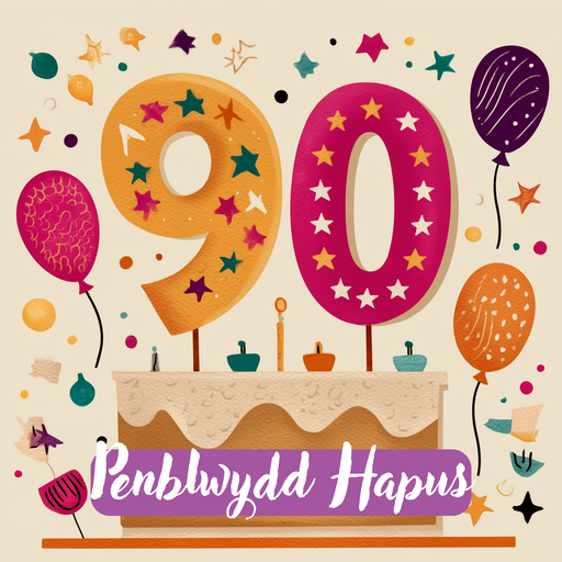 Penblwydd Hapus 90 | Cardiau.Cymru - Siop Y Pentan
