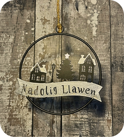 Addurn Nadolig metal 'Nadolig Llawen' | Cardiau.Cymru - Siop Y Pentan