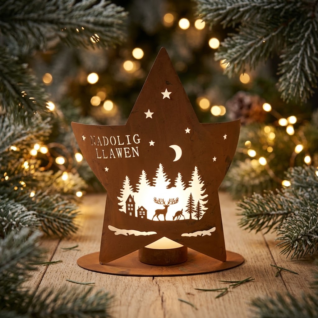 Addurn seren Nadolig Llawen gan Cardiau.Cymru | Cardiau.Cymru Nadolig Llawen star decoration