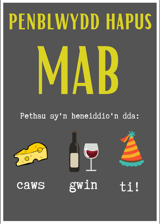 Penblwydd Hapus Mab | Cardiau.Cymru - Siop Y Pentan