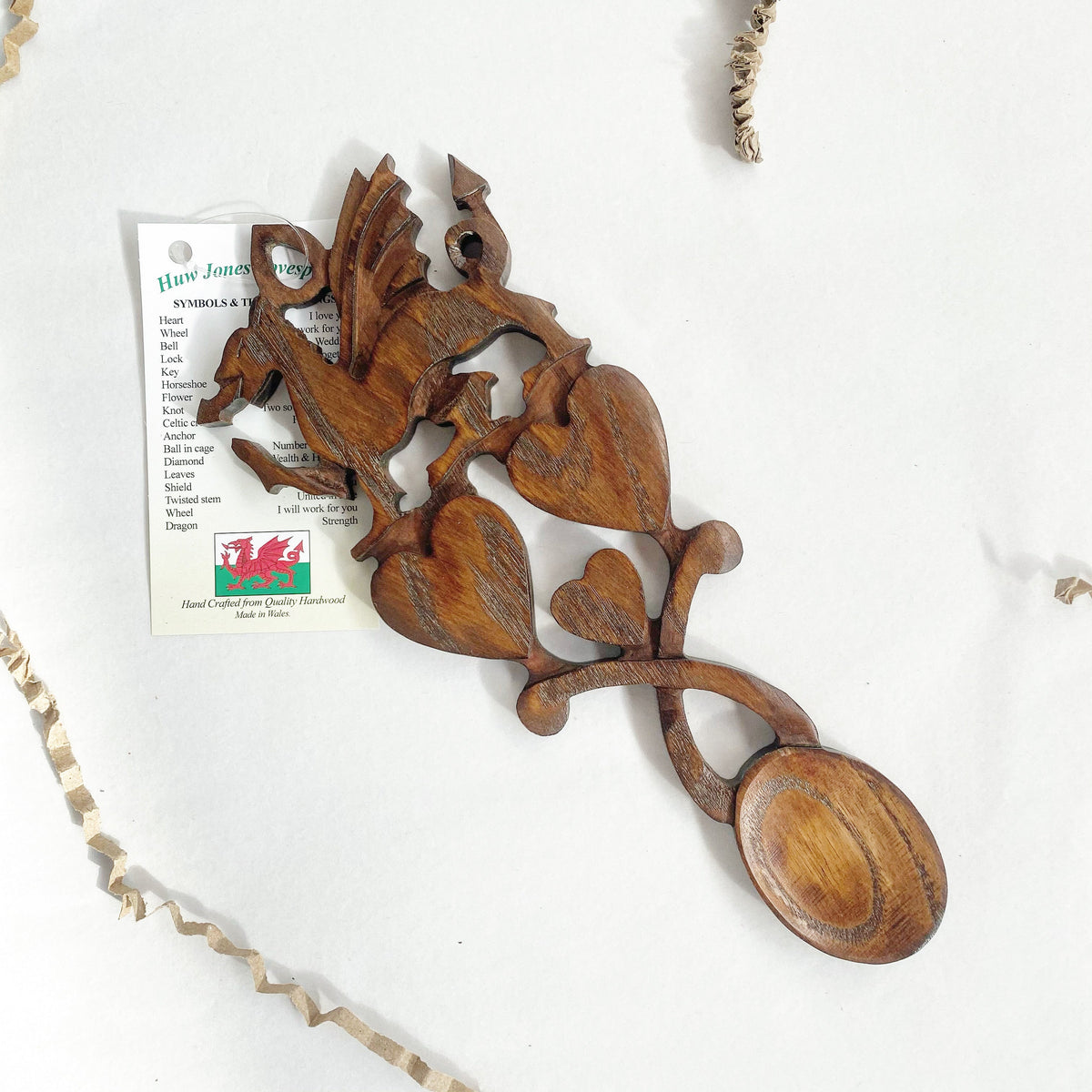 Llwy Garu Huw Jones (Engraved) | Welsh Lovespoon - Siop Y Pentan